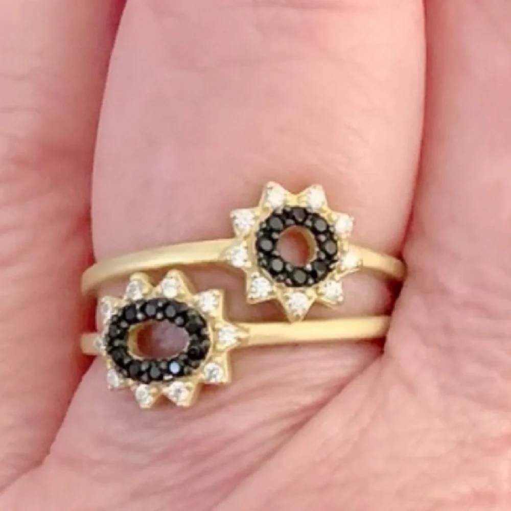 Freida Rothman Authentic Signature Marquise Station 2-Stack Ring
